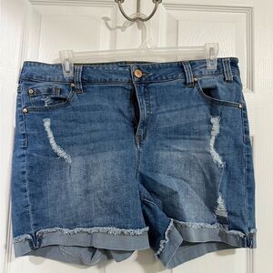 Revery Denim Blue Women's Distressed Shorts 18W